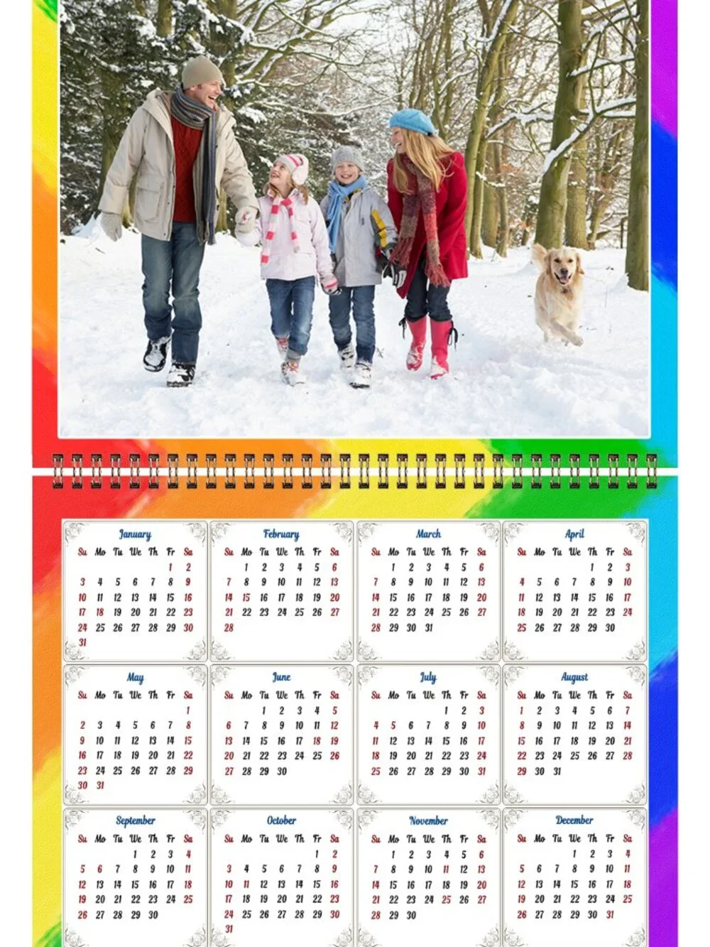 Personalized Custom 2027 Wall Calendar Spiral-bound - 12 Months. 11 x 8in. #014